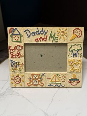 Vintage FIGI Graphics Daddy and Me  picture frame Resin 8” X 6.5” Fathers Day